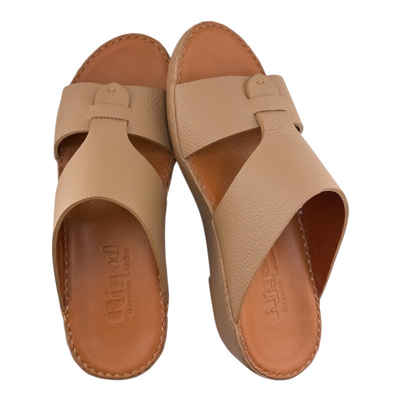 AJYAD Handmade Arabic Sandals For Men | Outdoor Mens Slippers | Everyday Flip Flops Open Toe | Arabic Genuine Shamwa Leather | New Design | Tan Footbed | Comfortable & LightWeight - Image 2